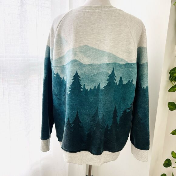 Scenic Forest Print Crew Neck Sweatshirt - Picture 5 of 7